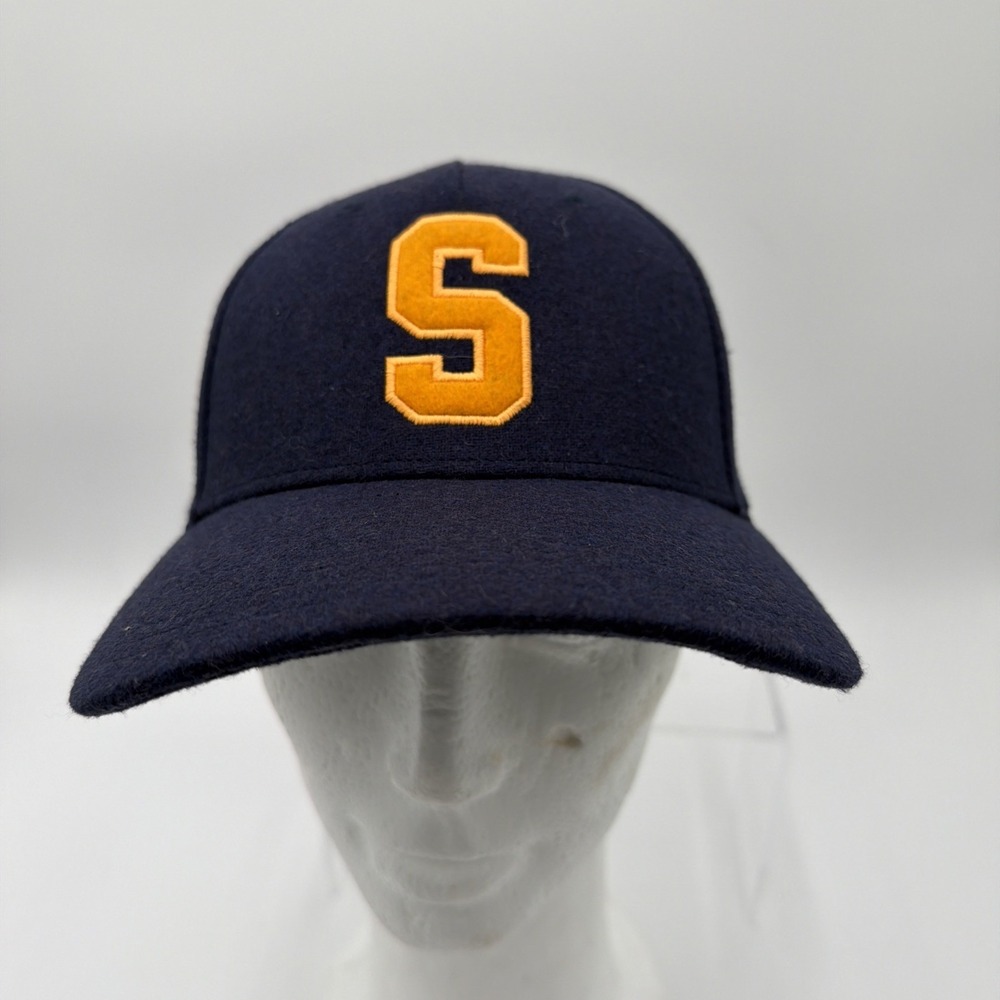 Saucony S  Hat Cap Men's Blue Wool Blend Snapback Embroidered Navy Blue New